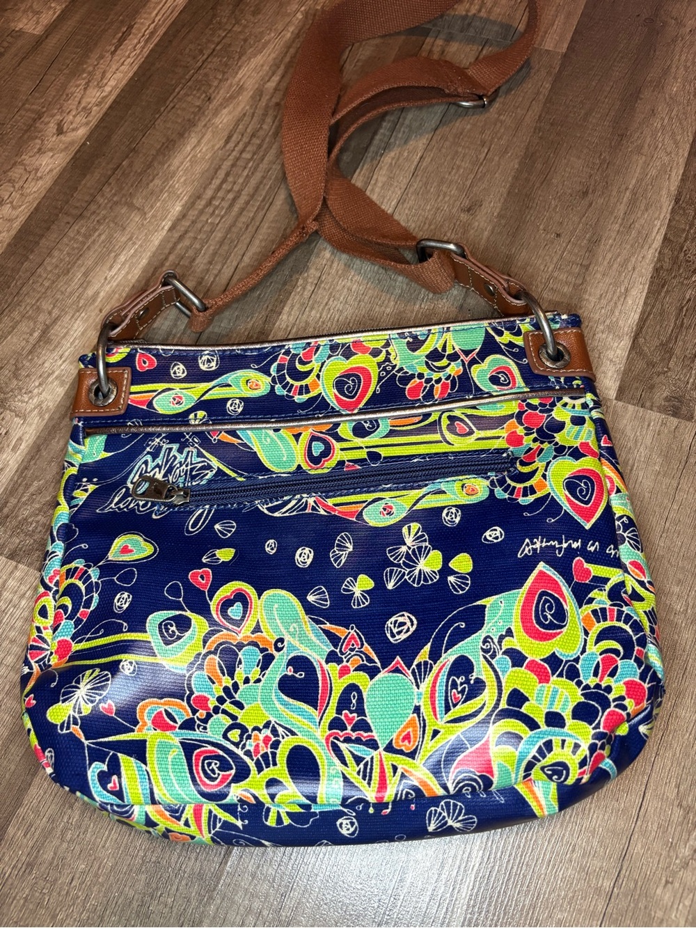 Sakroots Navy Floral Multicolor Crossbody Bag - Picture 1 of 9